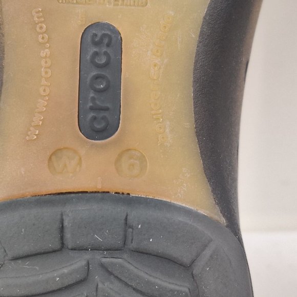 CROCS Women's Carlie Flat Size 6 Orange & Black Rubber Open Toe Slip On Shoe - Picture 8 of 8